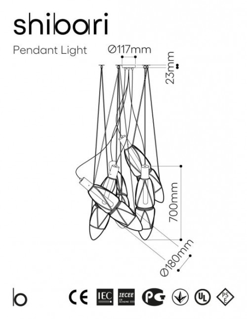 Bomma Shibari Kronleuchter mit 5 Leuchten Grafik