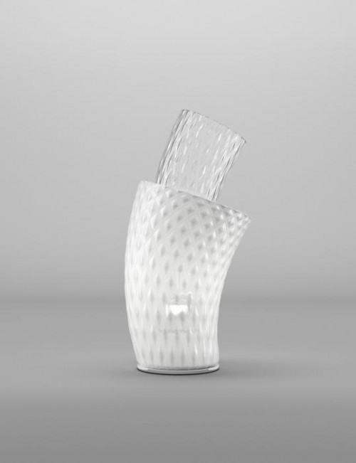 Vistosi Assiba LT Version 1, äußeres Glas weiß und inneres Glas Kristall