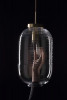 Bomma Lantern Pendant klar, Aufhängung gold patiniert; Leuchtmittelwechsel