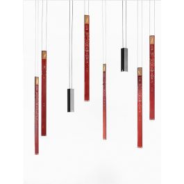 Ingo Maurer Flying Flames Set 2 Elemente rot und Downlights schwarz