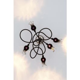 Serien Lighting Poppy Wall/ Ceiling 5 Arme schwarz, Schirme schwarzviolett