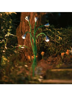 Less'n'more Athene Standleuchte 6 A-6SL Köpfe Aluminium, flexible Arme Textil grün