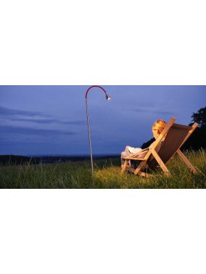 Less'n'more Athene Beton Akkuleuchte Weiß A-ABSL Aluminium, flexibler Arm Textil rot