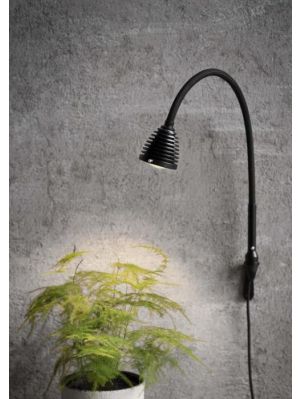 Less'n'more Athene Wandleuchte klein A-WL1 schwarz, flexibler Arm Textil schwarz (Wandhalterung in Schwarz auf Anfrage)