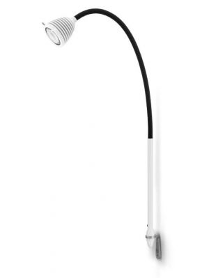 Less'n'more Athene Wandleuchte groß A-WL2 weiß, flexibler Arm Textil schwarz