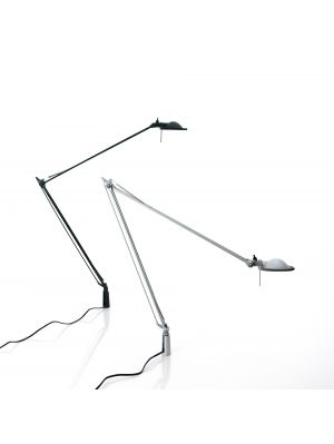 Luceplan Berenice Tavolo Befestigungsstift schwarz Reflektor schwarz und Aluminium Reflektor weiß